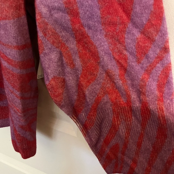 NWT Pilcro by Anthropologie 100% cashmere pink/purple zebra print sweater, 3X - Picture 2 of 12